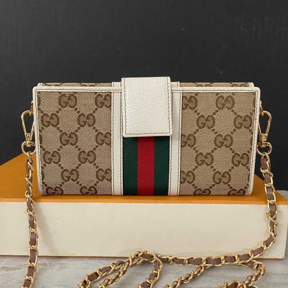 GUCCI GG Sherry Line Canvas Leather Wallet to Crossbody Bag 💼 - Picture 4 of 15